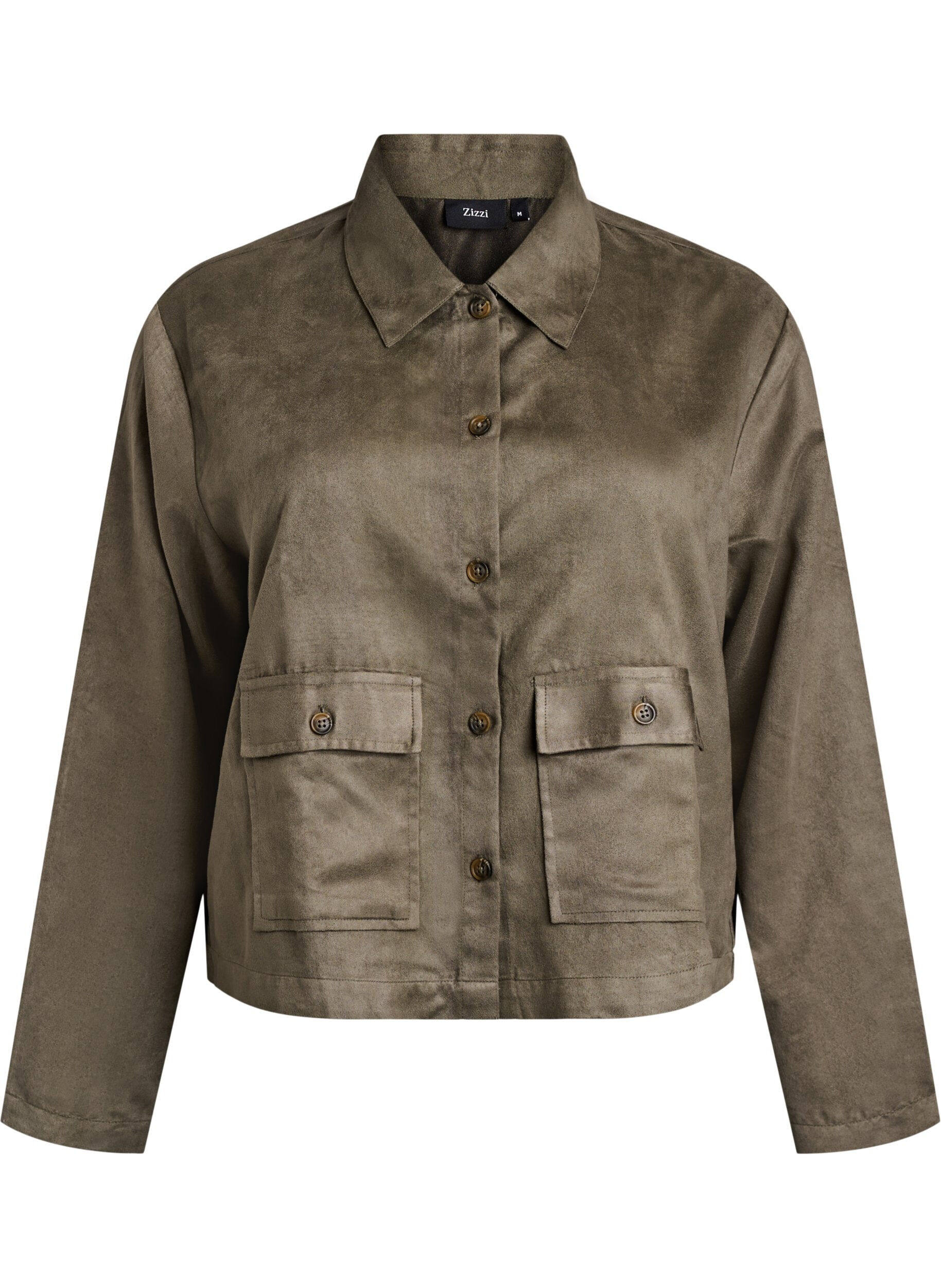 Short faux suede jacket with pockets