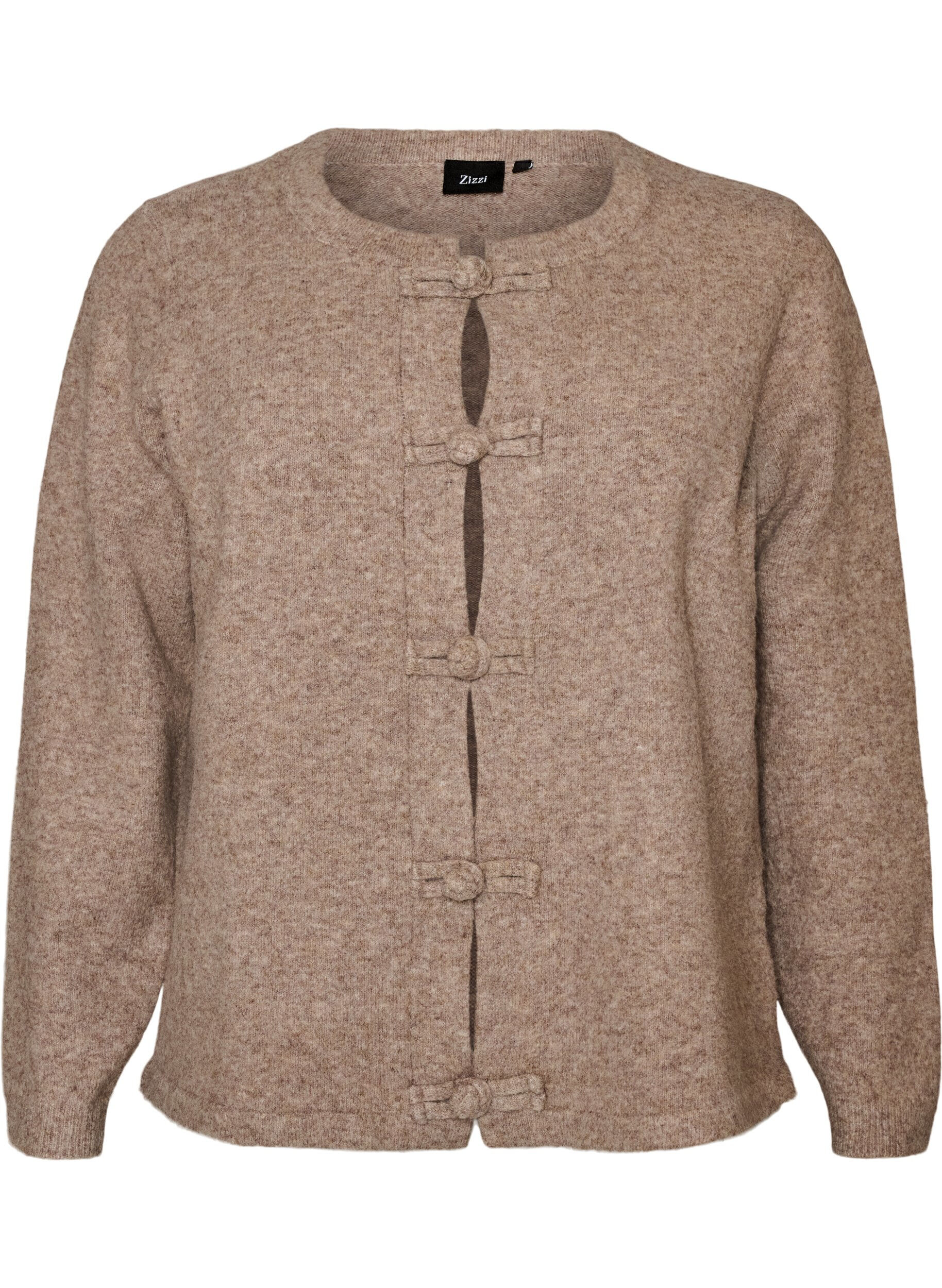 ZizzifashionCardigan with knot fastenings, Beige, Packshot image number 0