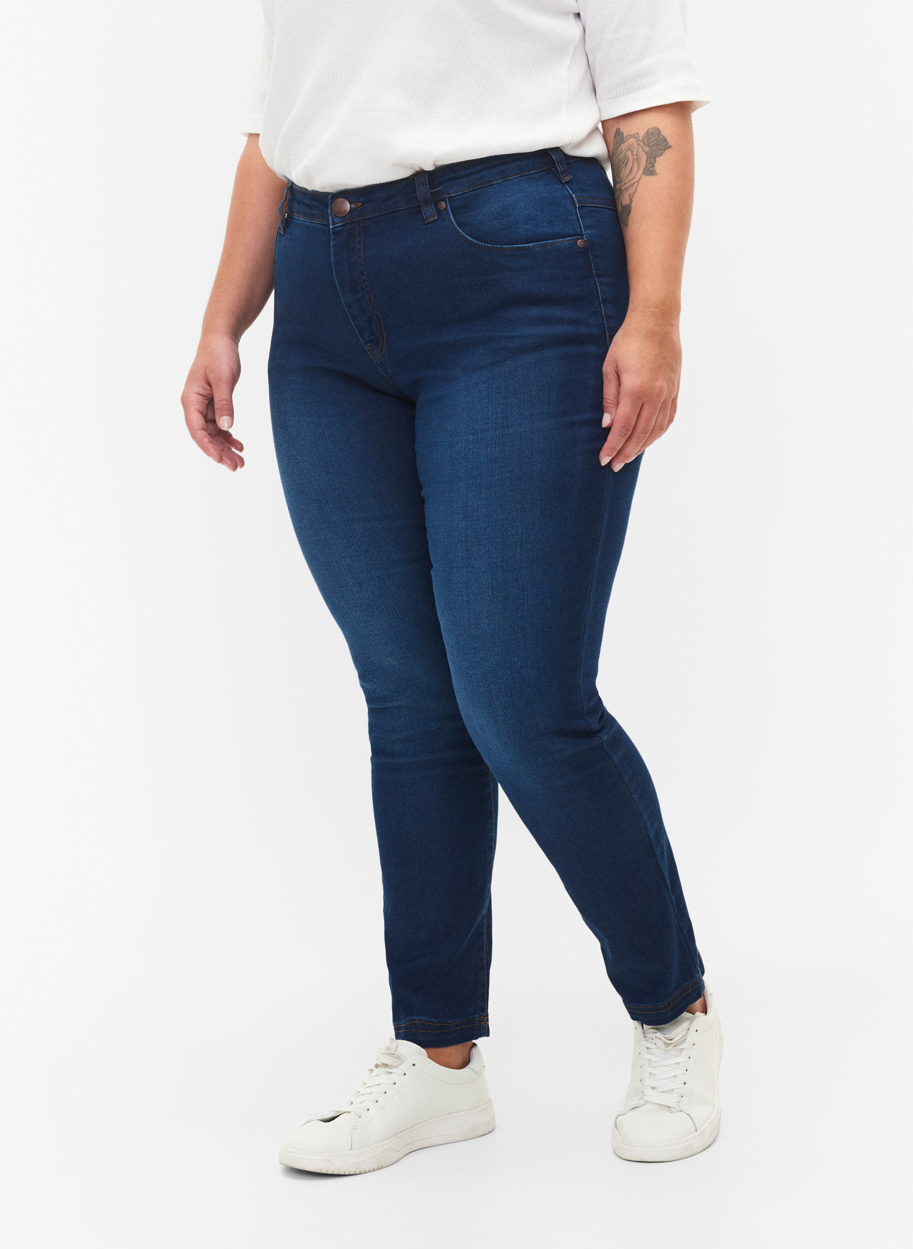 ZizzifashionSlim fit Emily jeans with normal waist, Blue, Model image number 3
