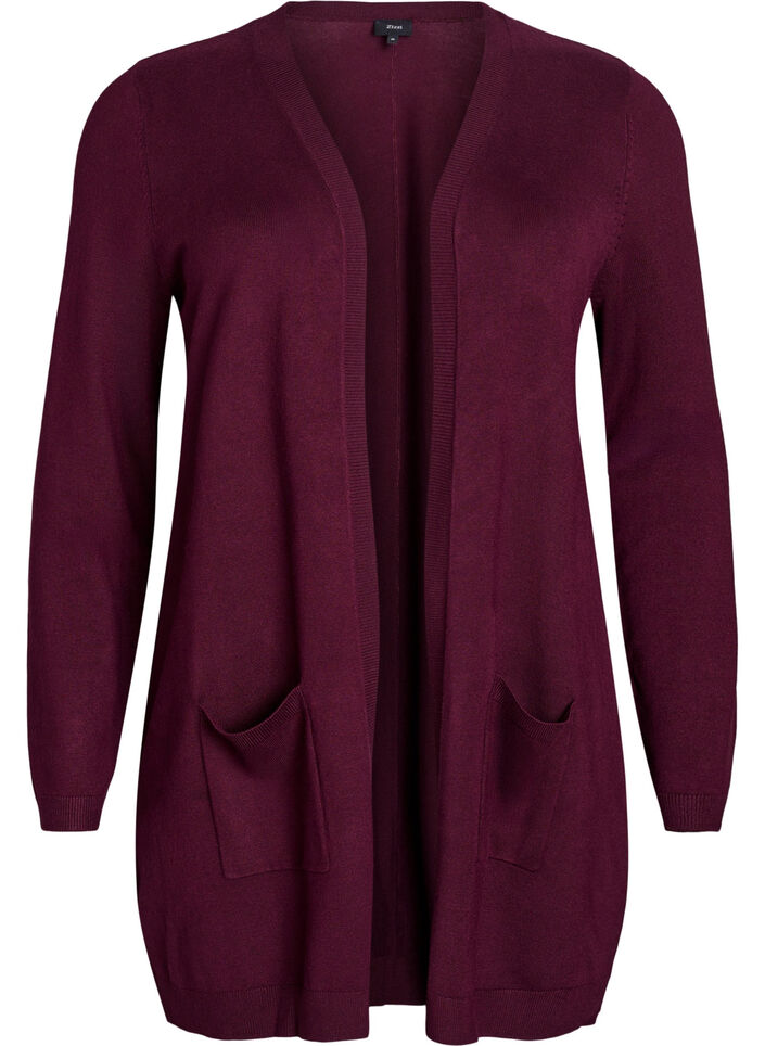 Long knitted cardigan in a viscose blend, Red, Packshot image number 0