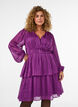Knee-length dress with sheer stripes and wrap effect, Purple, Model image number 0