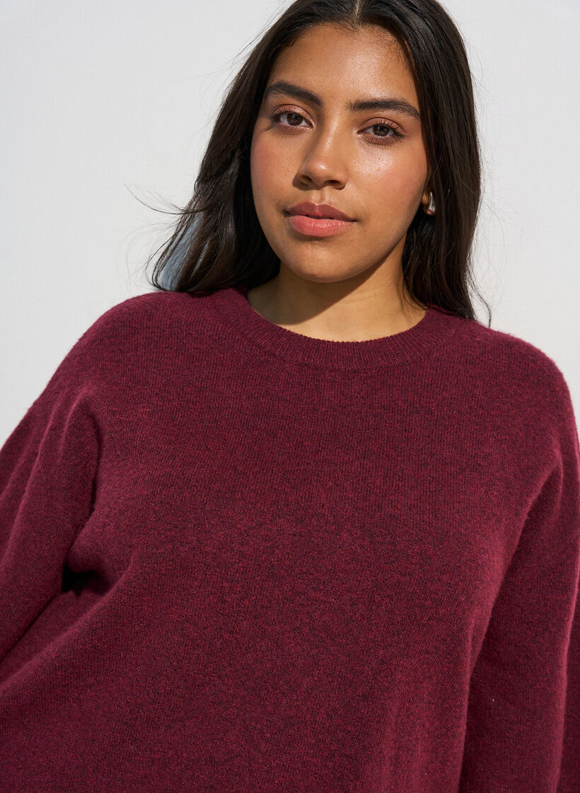 Loose knitted blouse with short sleeves, Red, Model image number 3
