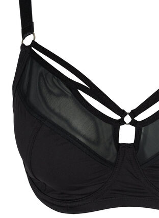 Figa underwired bra with mesh and straps, Black, Packshot image number 2