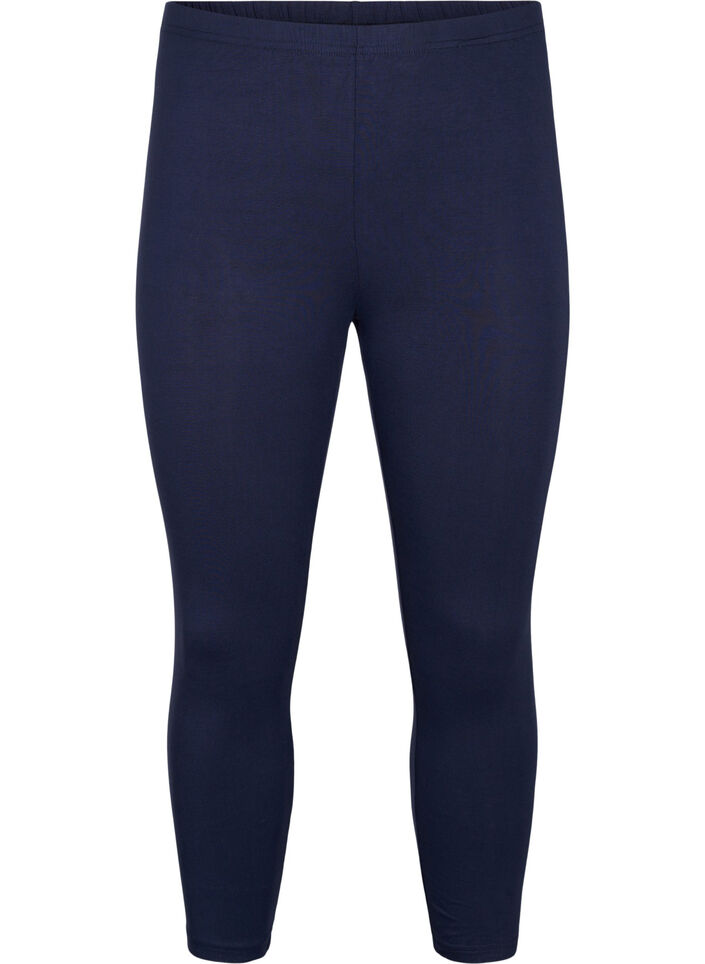 Basic 3/4-length viscose leggings, Blue, Packshot image number 0
