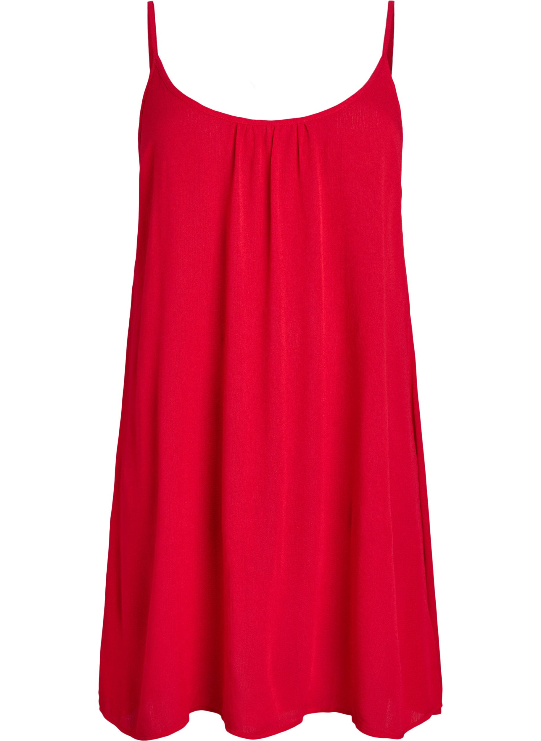 Solid colour strap dress in viscose
