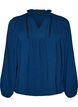Blouse with V-neck and crochet band, Blue, Packshot image number 0