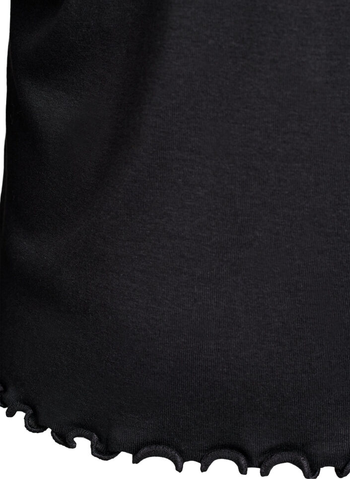 Jersey blouse with buttons and wavy edges, Black, Packshot image number 3