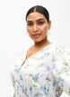 Floral satin dress with puff sleeves, Off White Blue Fl., Model image number 2