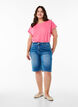 High-waisted denim Bermuda shorts, Light Blue, Model image number 1