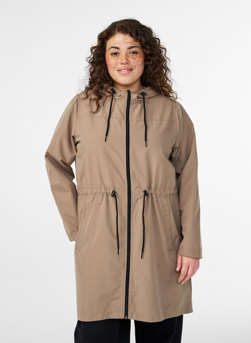 Lightweight parka with a hood, Brown, Model image number 0