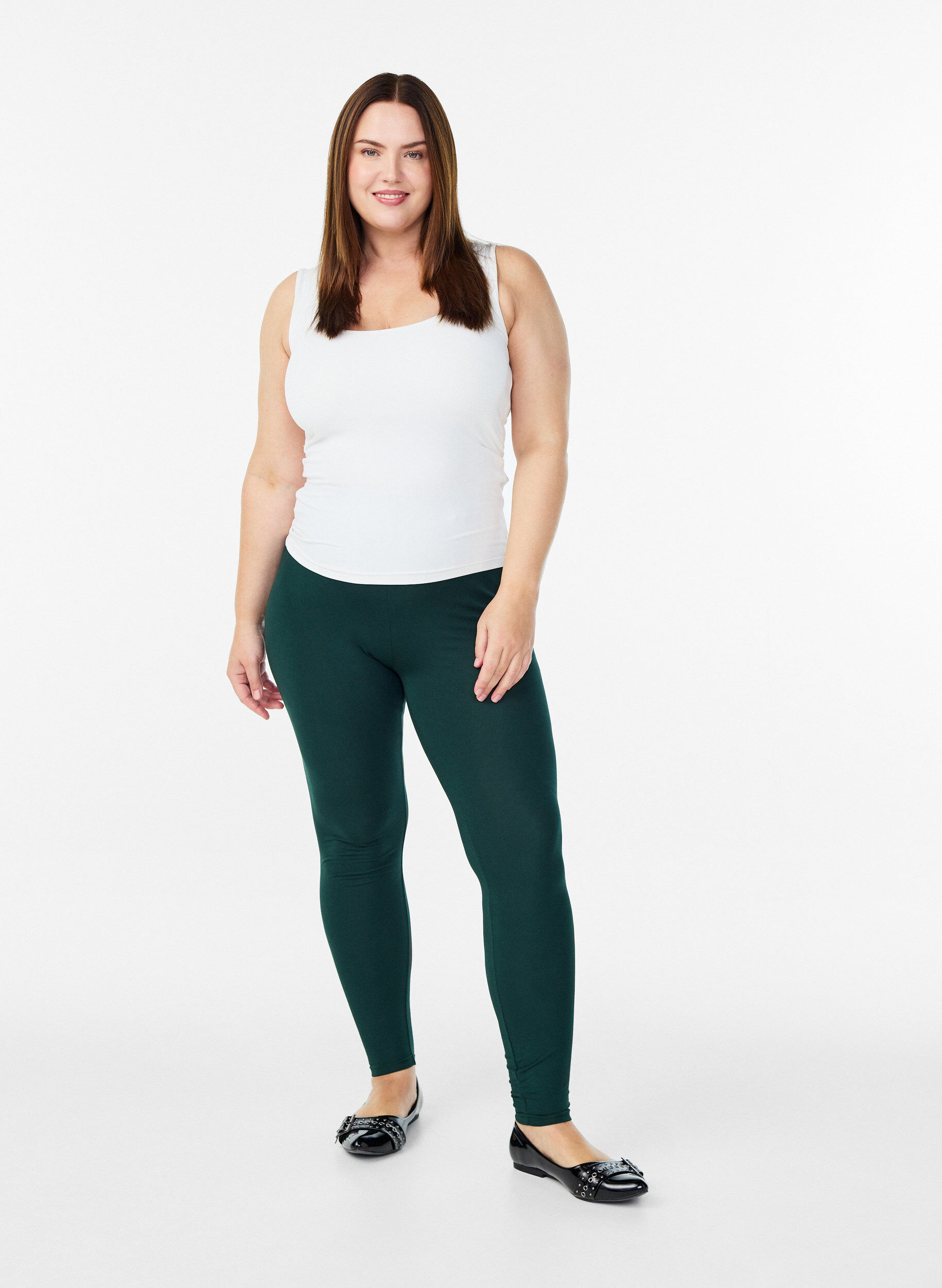 Zizzifashion Basic viscose leggings, Green, Model image number 1