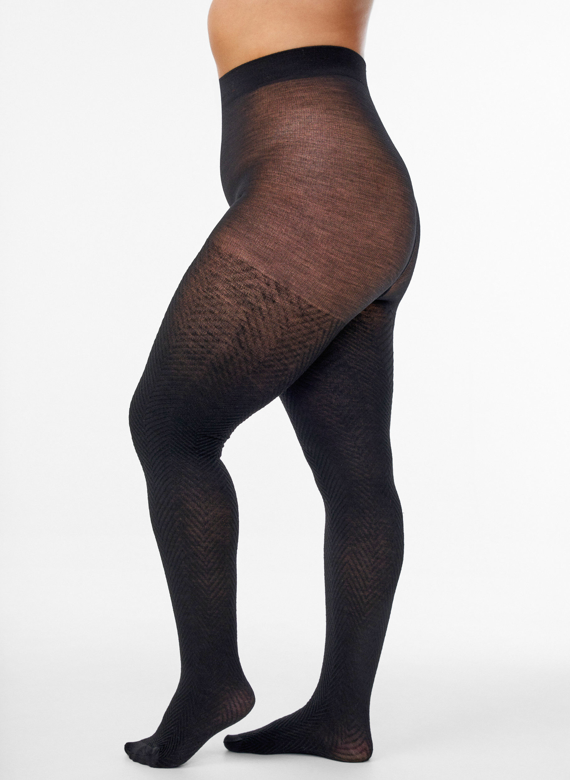Textured tights, Black, Model