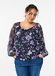 Chiffon blouse with floral print and long sleeves, Blue, Model image number 0