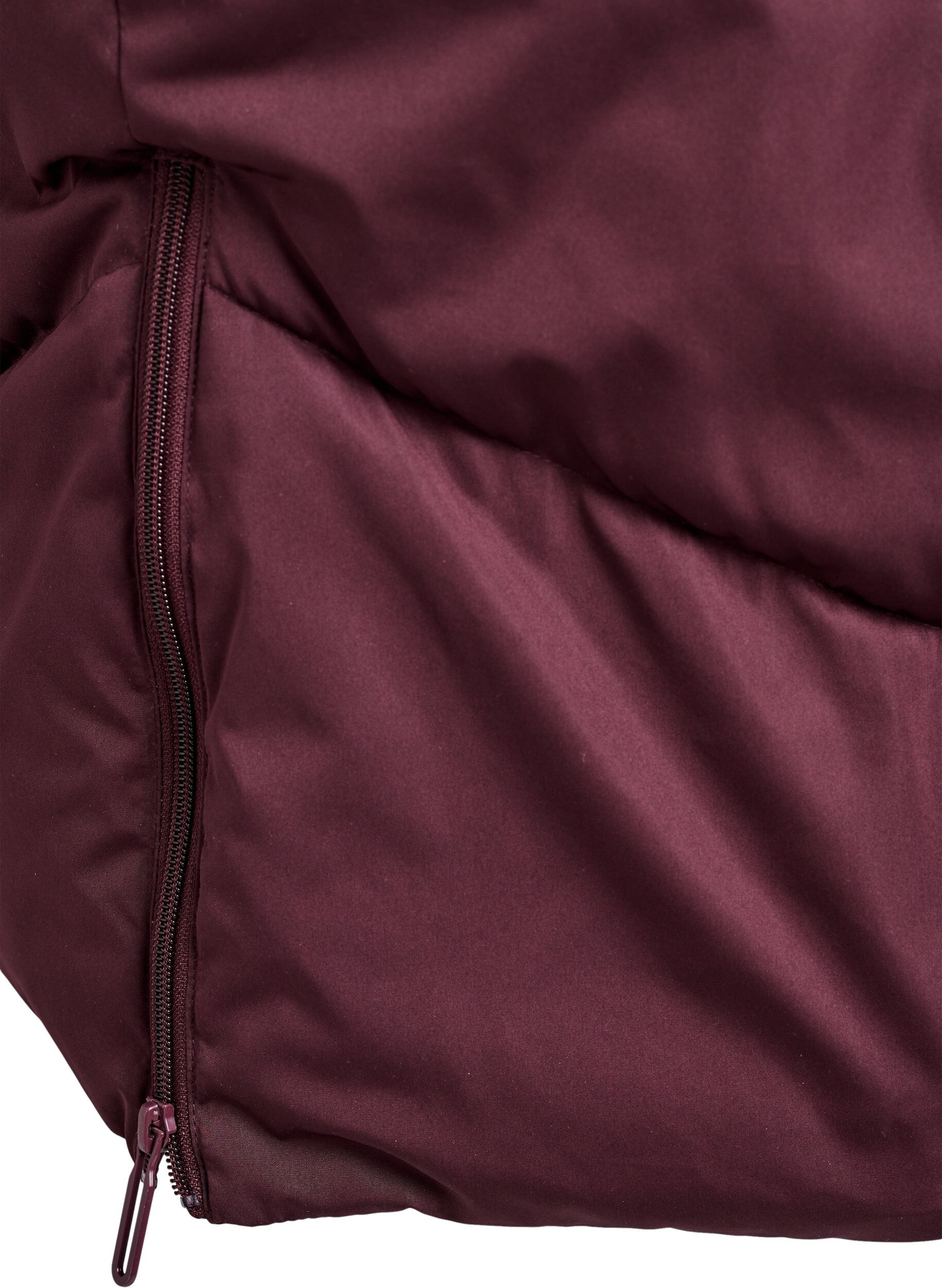 Zizzifashion Long puffer coat with hood and pockets, Dark Bordeaux, Packshot image number 4