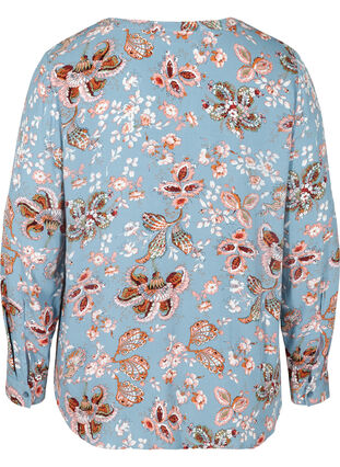 Floral blouse in viscose, Light Blue Paisley, Packshot image number 1