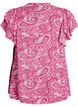 Patterned viscose blouse with ruffle details, Pink, Packshot image number 1