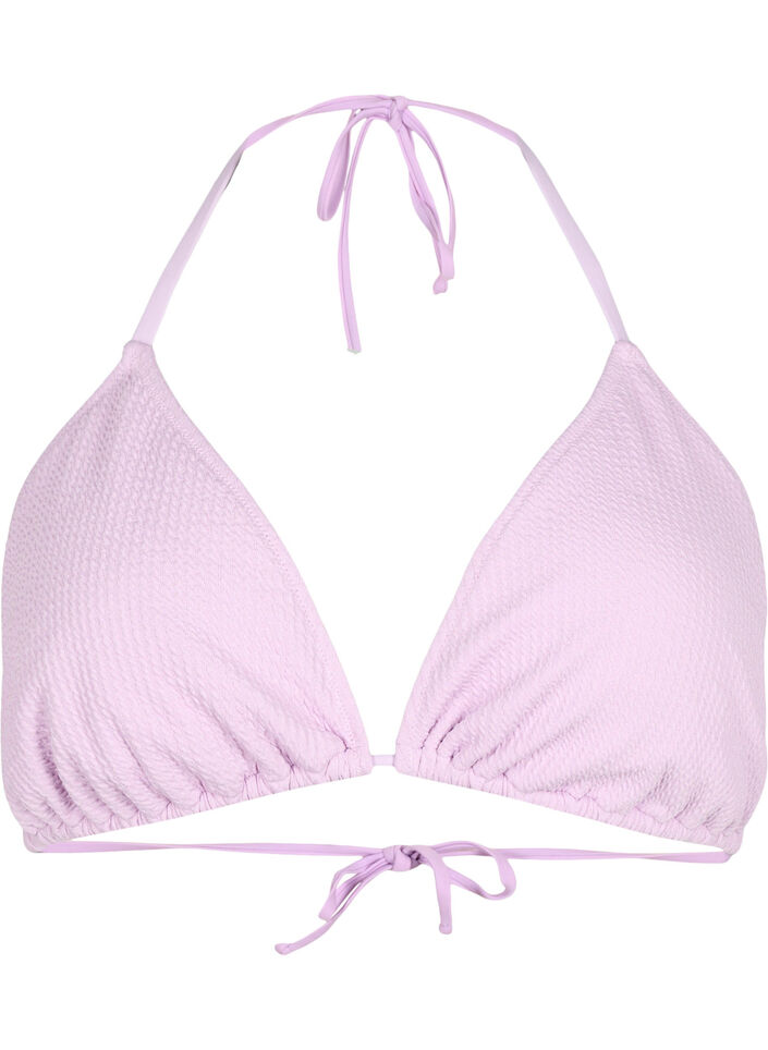 Triangle bikini bra with crepe structure, Purple, Packshot image number 0