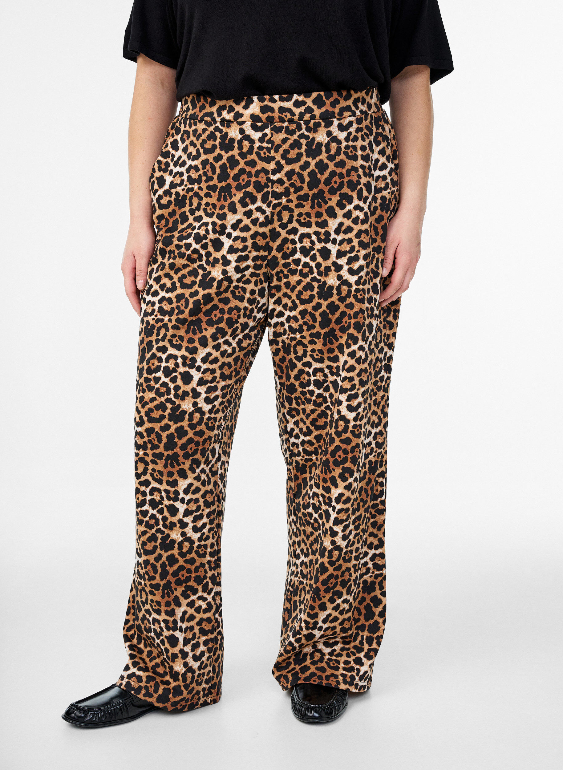 Zizzifashion Leopard print straight-leg trousers, Brown, Model image number 2