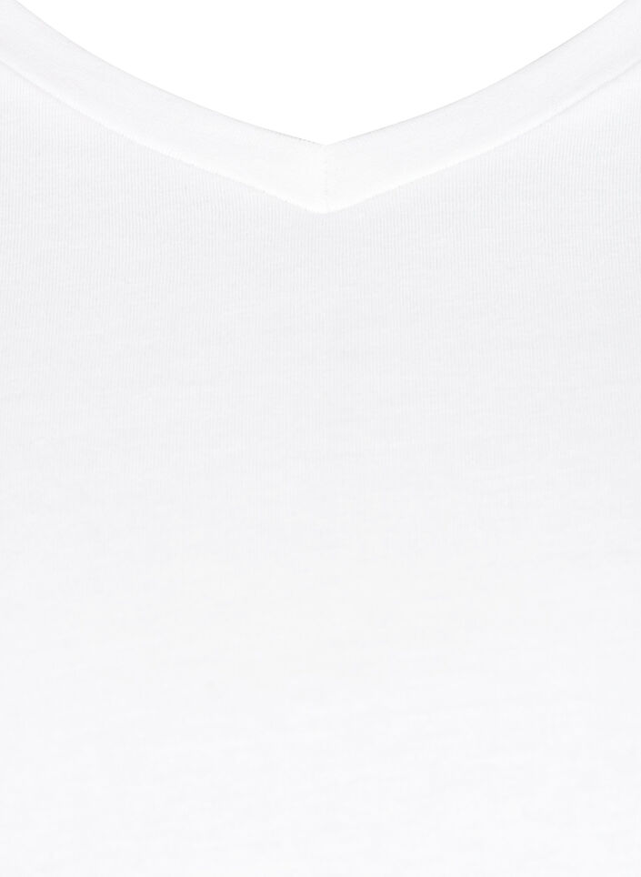Basic t-shirt with v-neck, White, Packshot image number 2