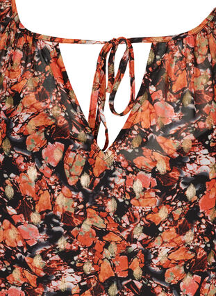 Printed dress with a bow detail, Black w. Red AOP, Packshot image number 2