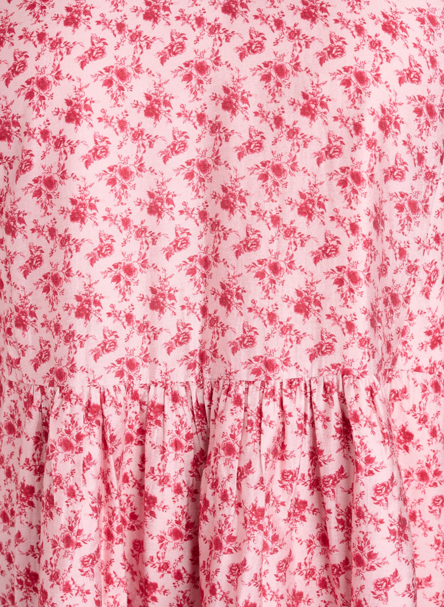 Zizzifashion Short viscose dress with an empire line and balloon sleeves, Red, Packshot image number 2