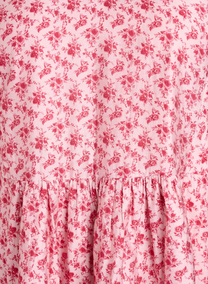 Short viscose dress with an empire line and balloon sleeves, Red, Packshot image number 2