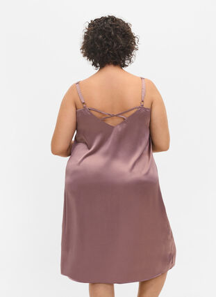 Sleeveless nightdress with lace and back detail, Sparrow, Model image number 1