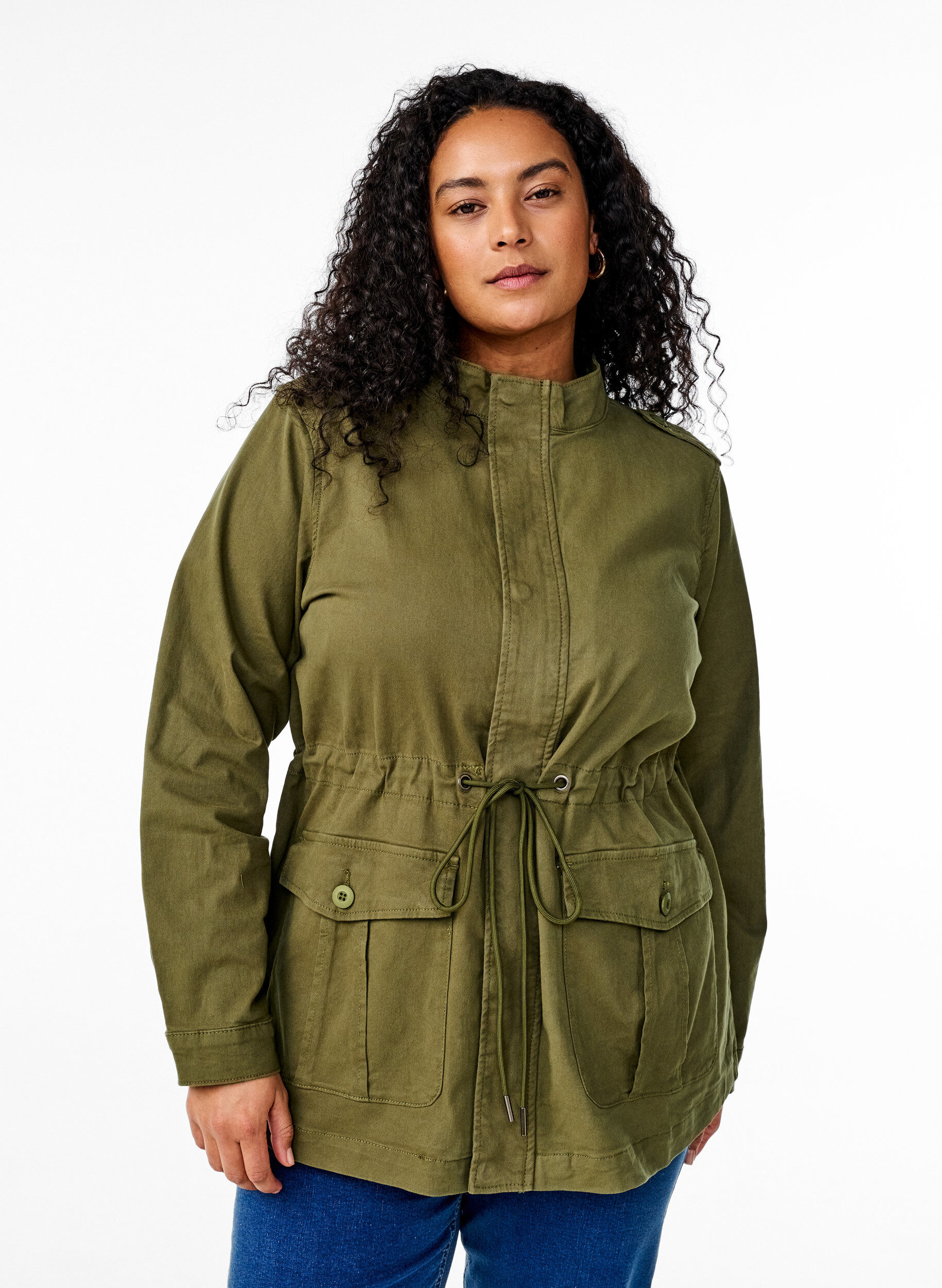 Zizzifashion Canvas jacket with pockets, Thyme, Model image number 0