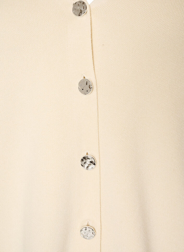 Fine-knit cardigan with decorative buttons, Vanilla, Packshot image number 2