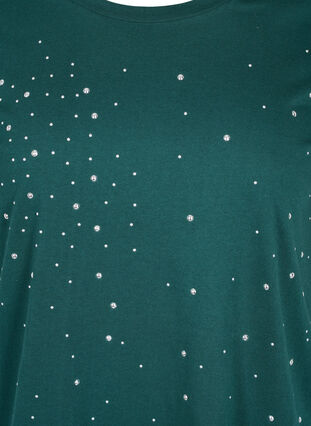 Studded organic cotton t-shirt, Dark Green, Packshot image number 2