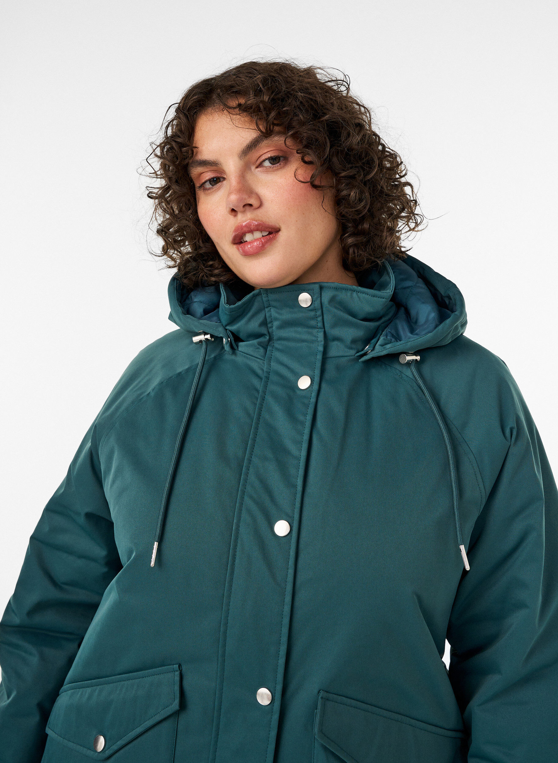 ZizzifashionPadded parka with a detachable hood, Green, Model image number 3