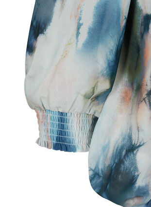 Printed smock blouse, Watercolor AOP, Packshot image number 2