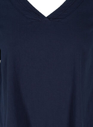 Short-sleeved blouse in cotton, Night Sky, Packshot image number 2