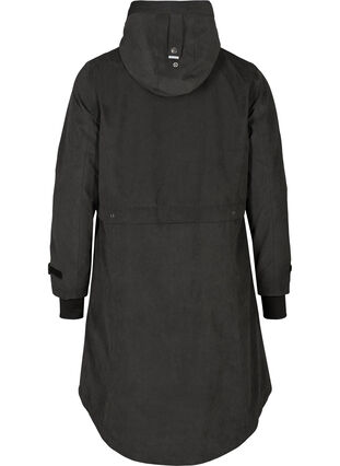 Waterproof jacket with a hood and adjustable waist, Black, Packshot image number 1