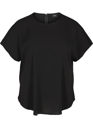 Blouse with short sleeves, Black, Packshot image number 0