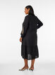 Viscose dress with embroidery and tiered ruffles, Black, Model image number 1