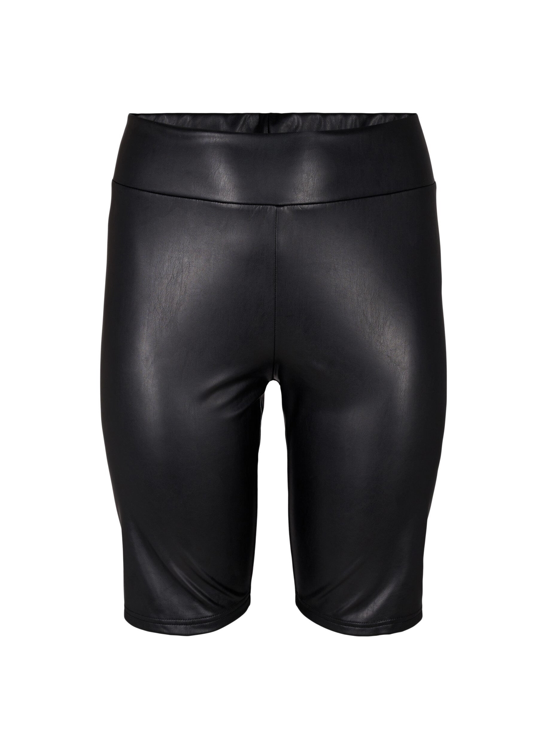 Zizzifashion Shiny tight-fitting high-waisted shorts, Black, Packshot image number 0