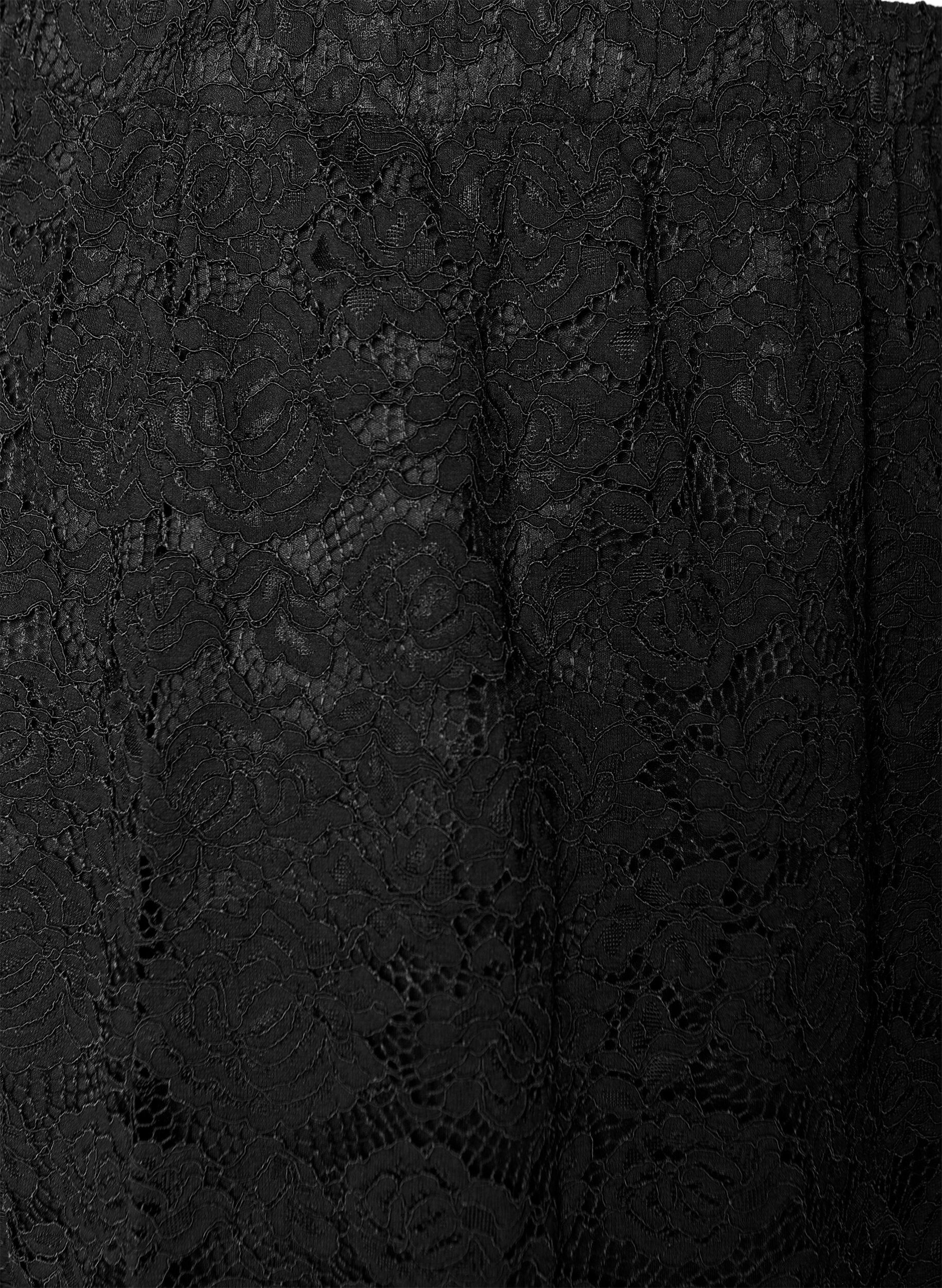 Zizzifashion Lace midi skirt with an elasticated waist, Black, Packshot image number 2
