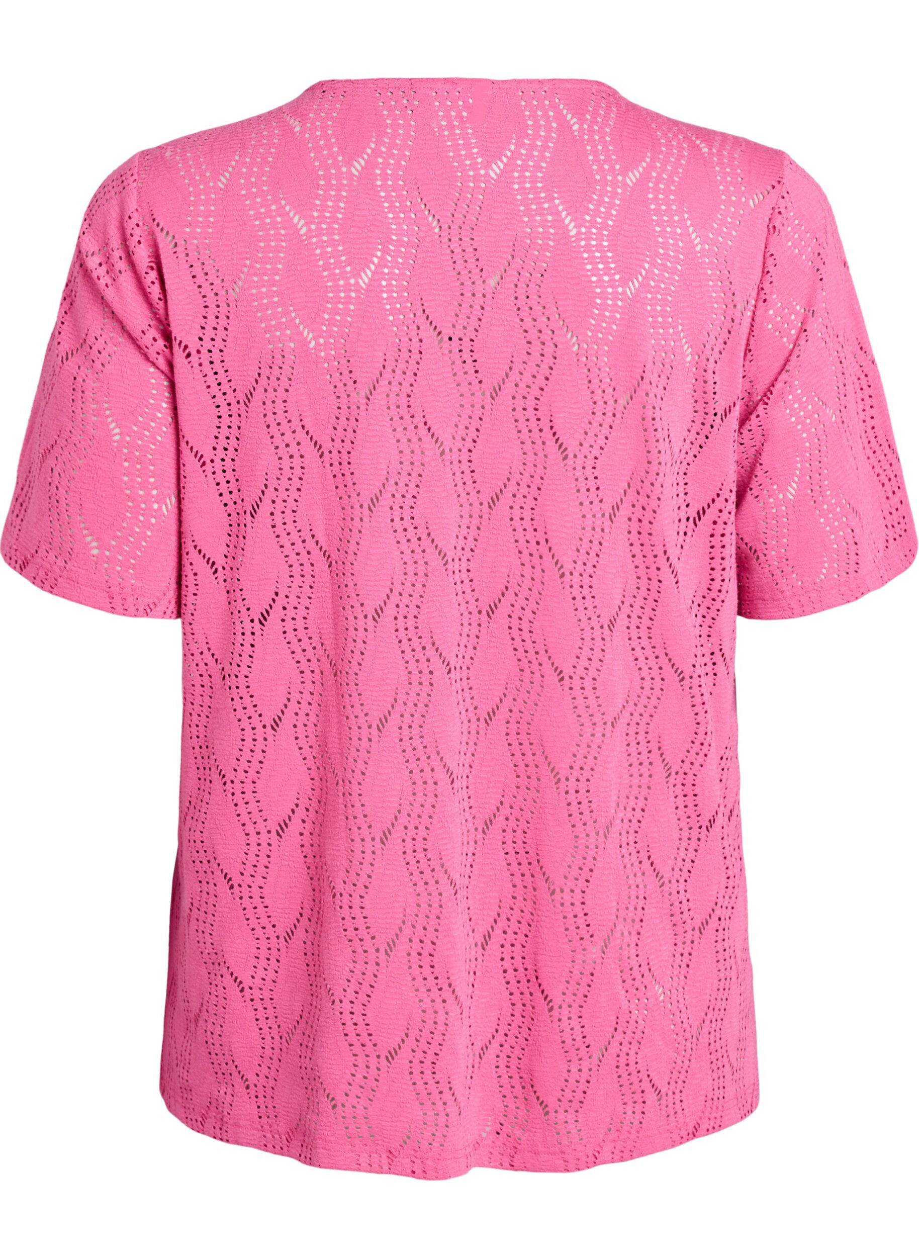 Zizzifashion Jersey T-shirt with eyelet pattern, Pink, Packshot image number 1