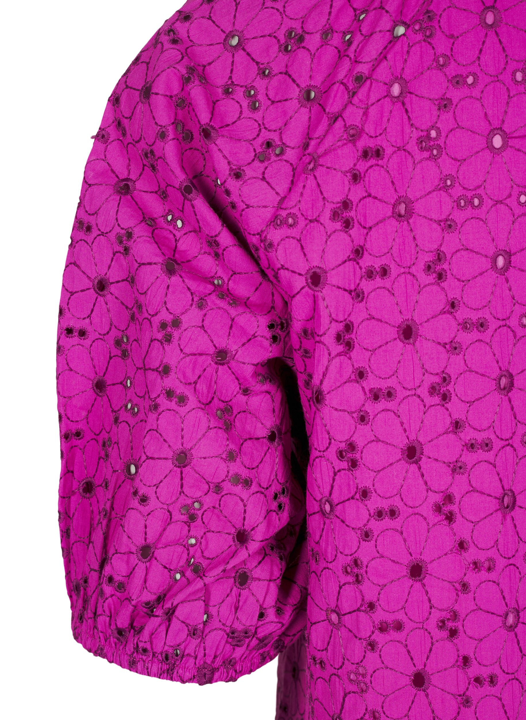 Zizzifashion Blouse with embroidered floral pattern, Purple, Packshot image number 3