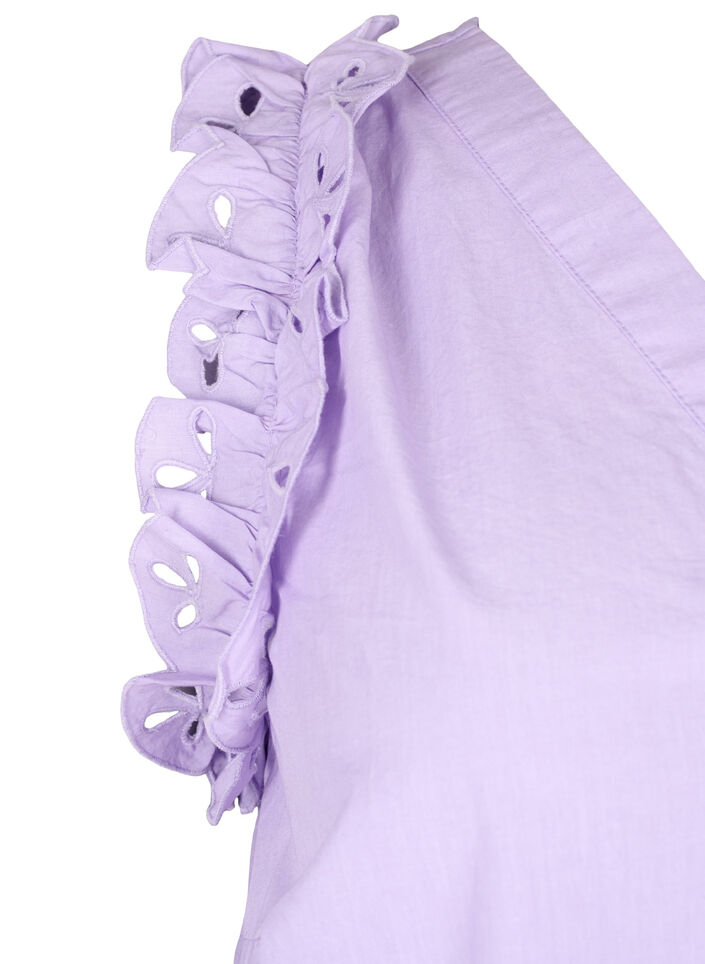 Sleeveless cotton top with ruffles, Purple, Packshot image number 3