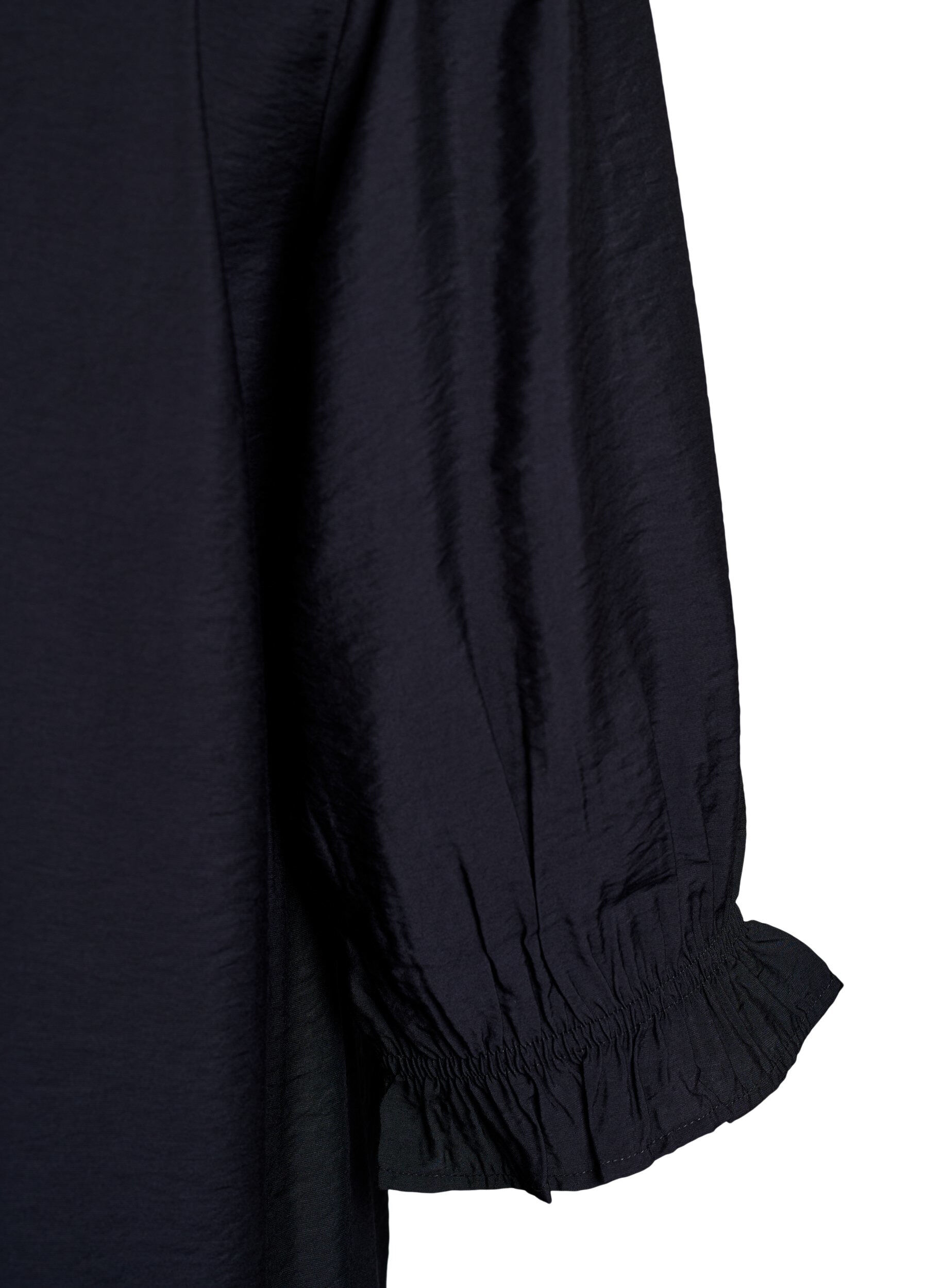 Zizzifashion Tunic with 3/4 sleeves and a V-neck, Black, Packshot image number 3