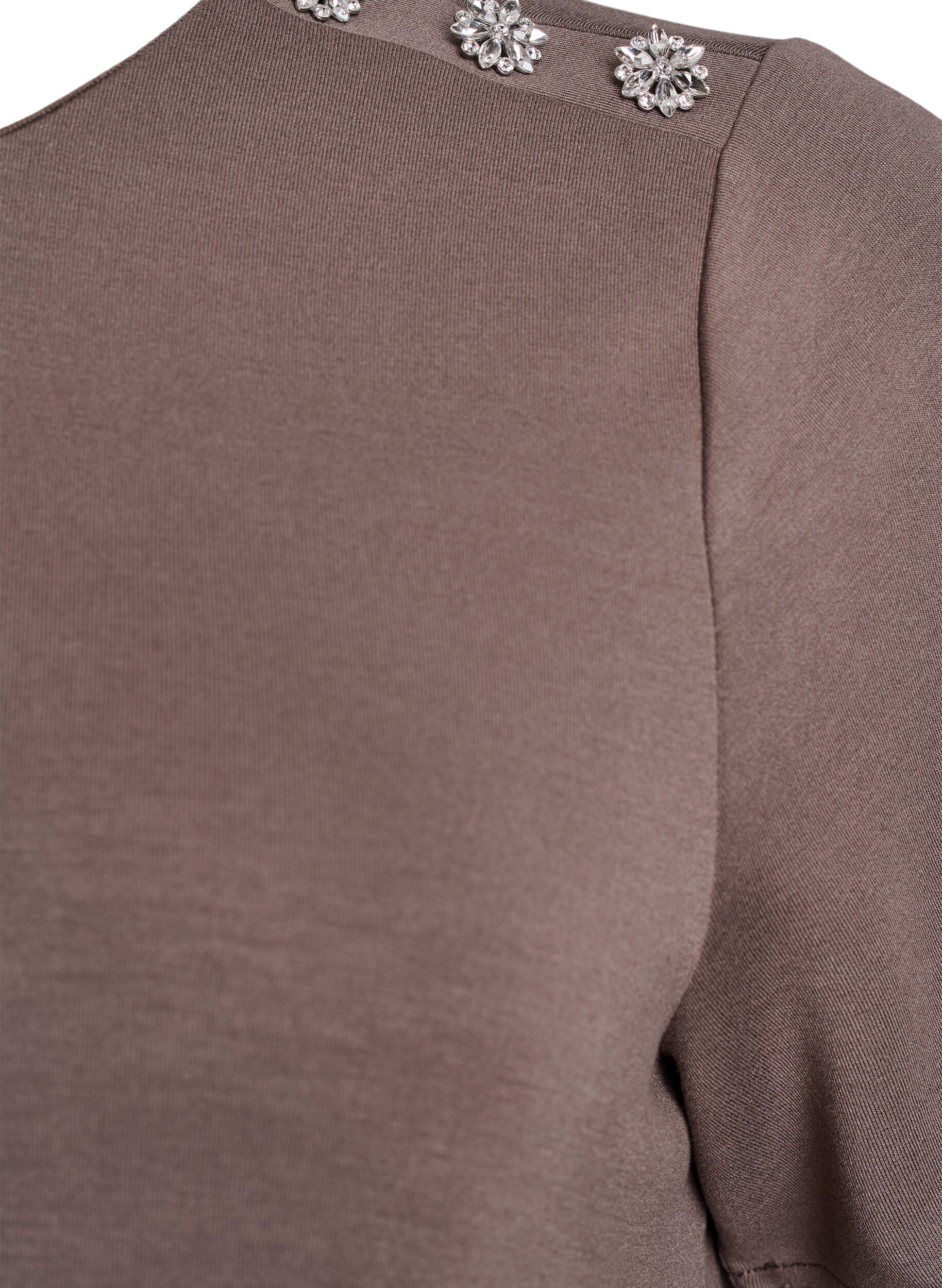 Zizzifashion Short sleeve blouse with a button detail, Brown, Packshot image number 2