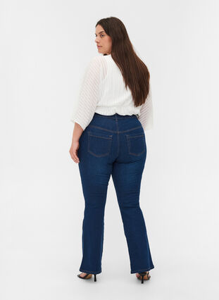 High waisted bootcut Ellen jeans, Dark blue denim, Model image number 1