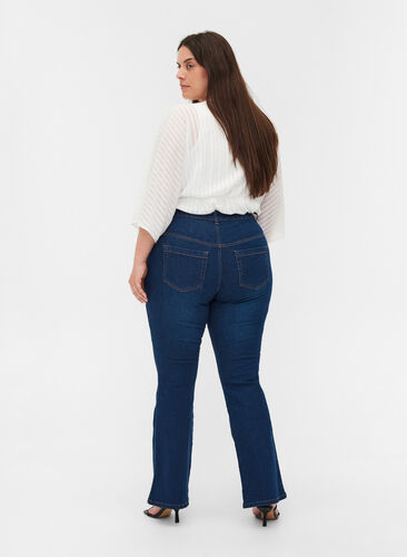 High waisted bootcut Ellen jeans, Dark blue denim, Model image number 1
