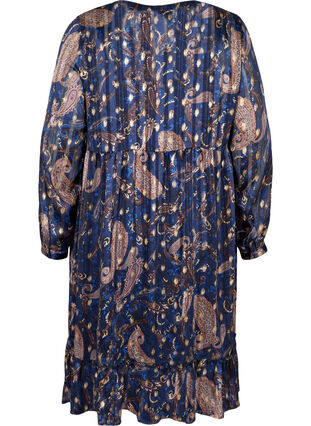 Long-sleeved A-line dress with print, Paisley Foil, Packshot image number 1