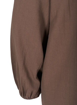 Short cotton tunic with a V-neck, Brown, Packshot image number 3