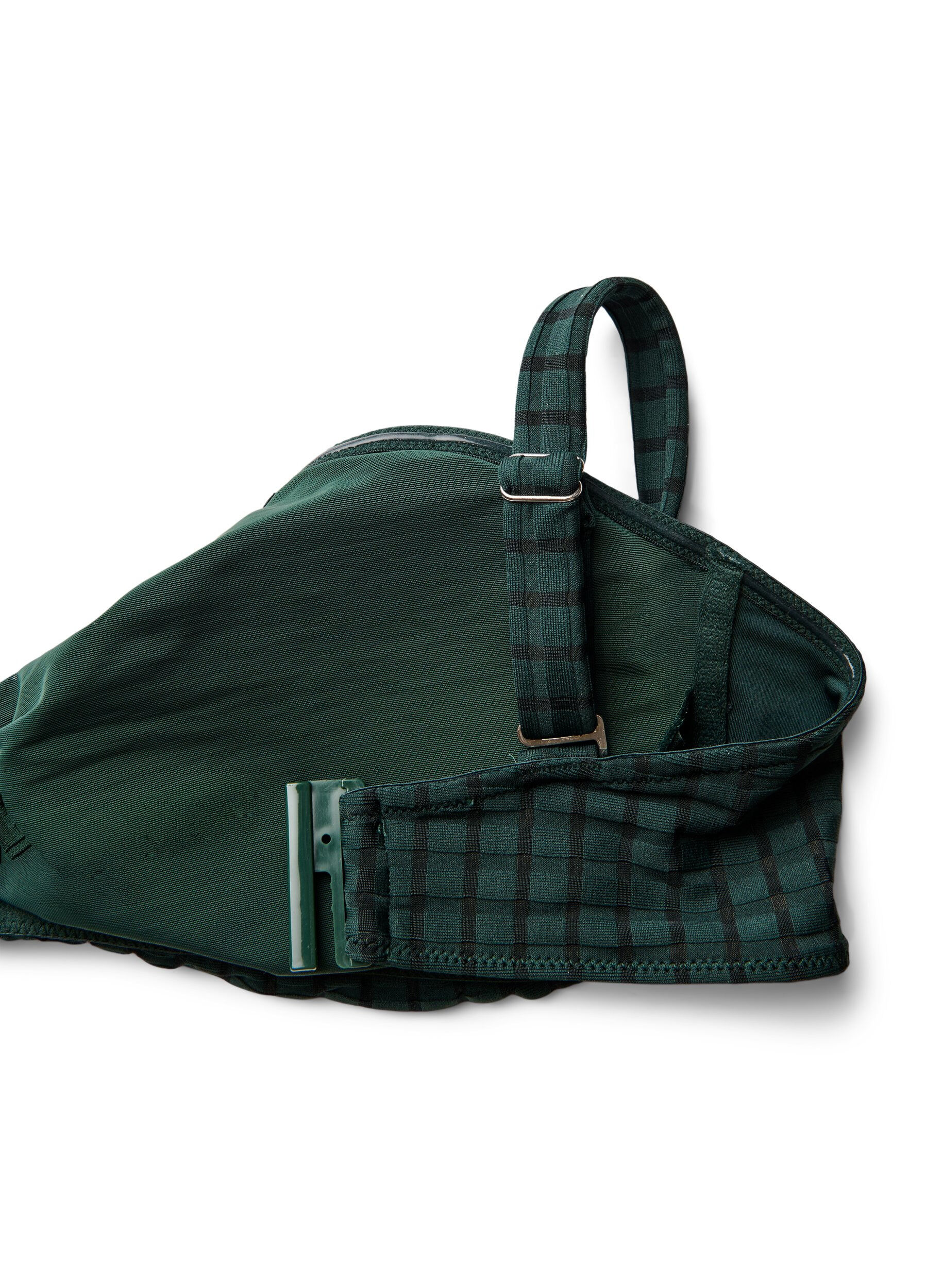 Zizzifashion Checked bikini top with removable straps, Green, Packshot image number 3