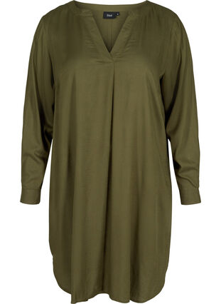 Long-sleeved dress in viscose, Ivy Green, Packshot image number 0