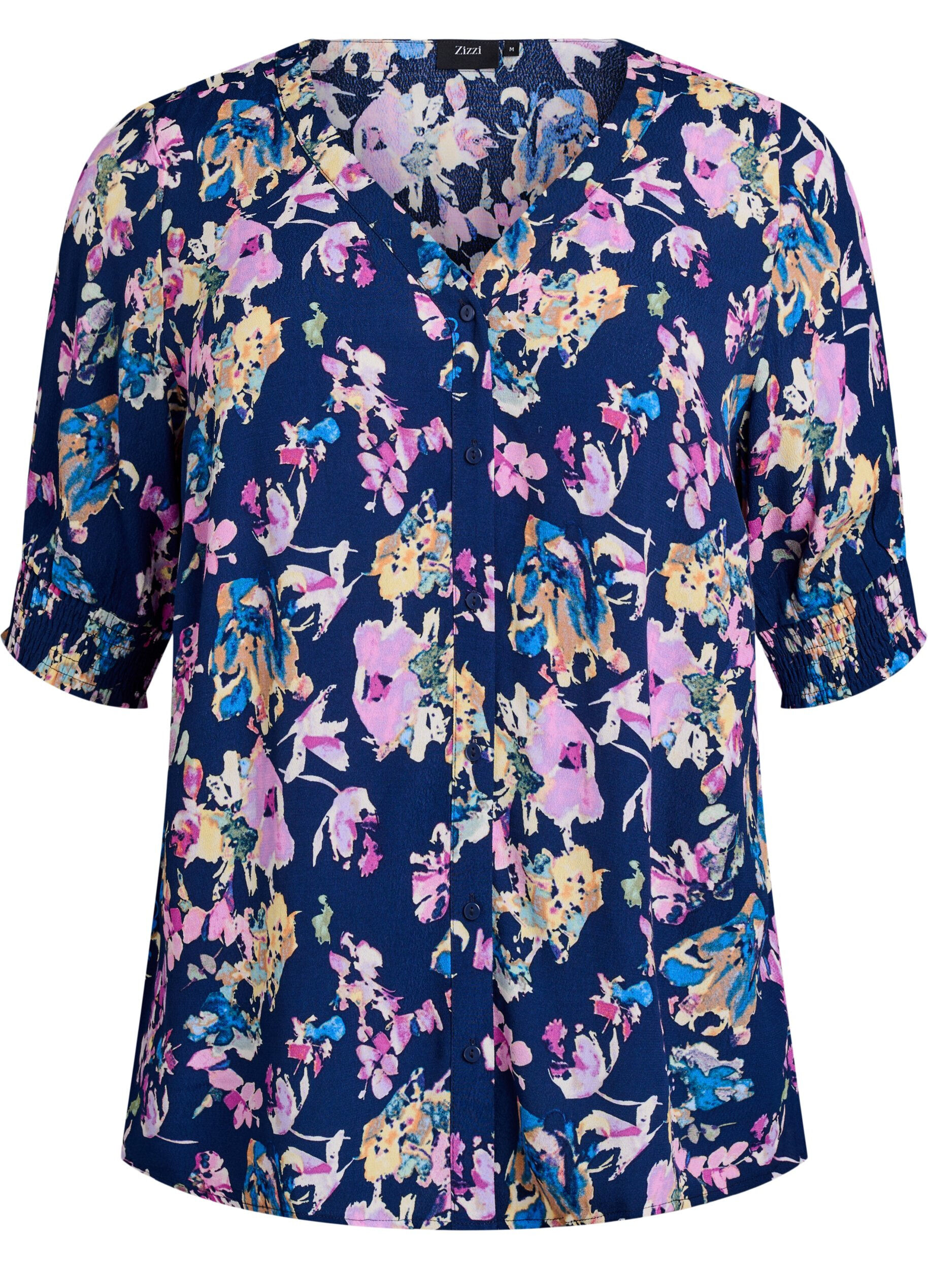 Short-sleeved viscose blouse